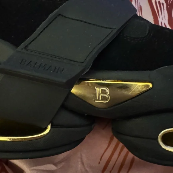 Balmain Black and Gold Sandals with Chunky Sole